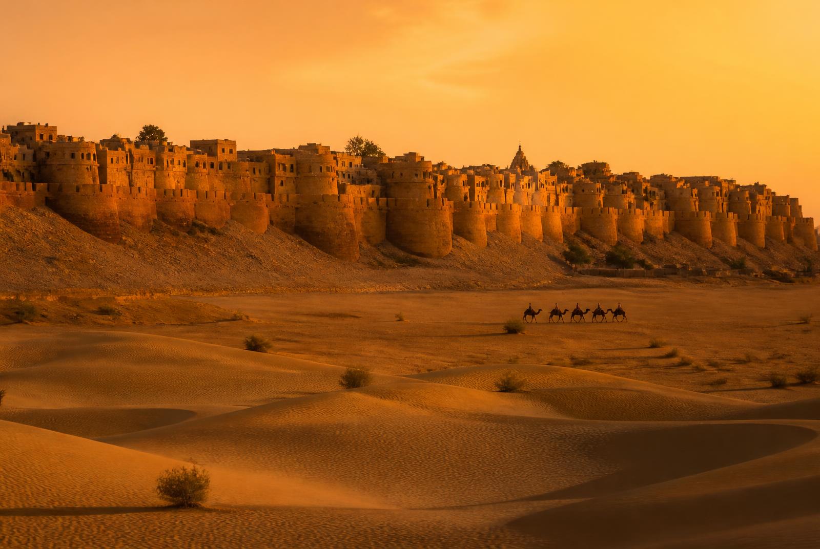 Sand dunes near Jaisalmer at dusk