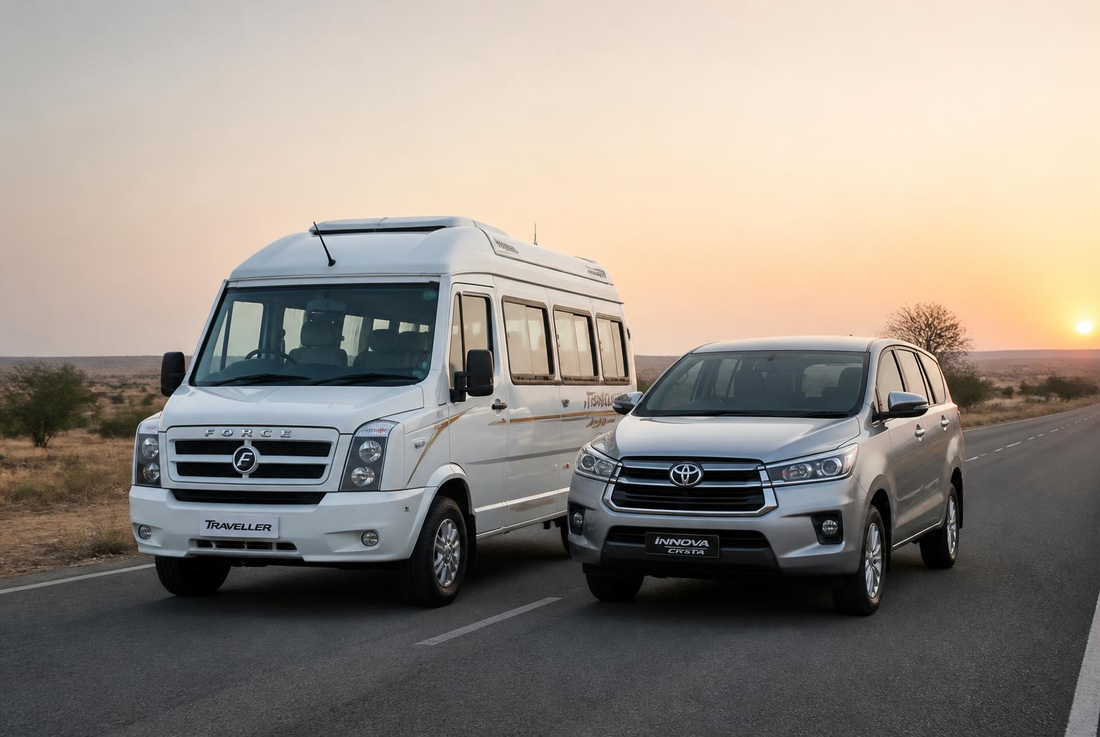 Tempo traveller vehicles used for Rajasthan group tours